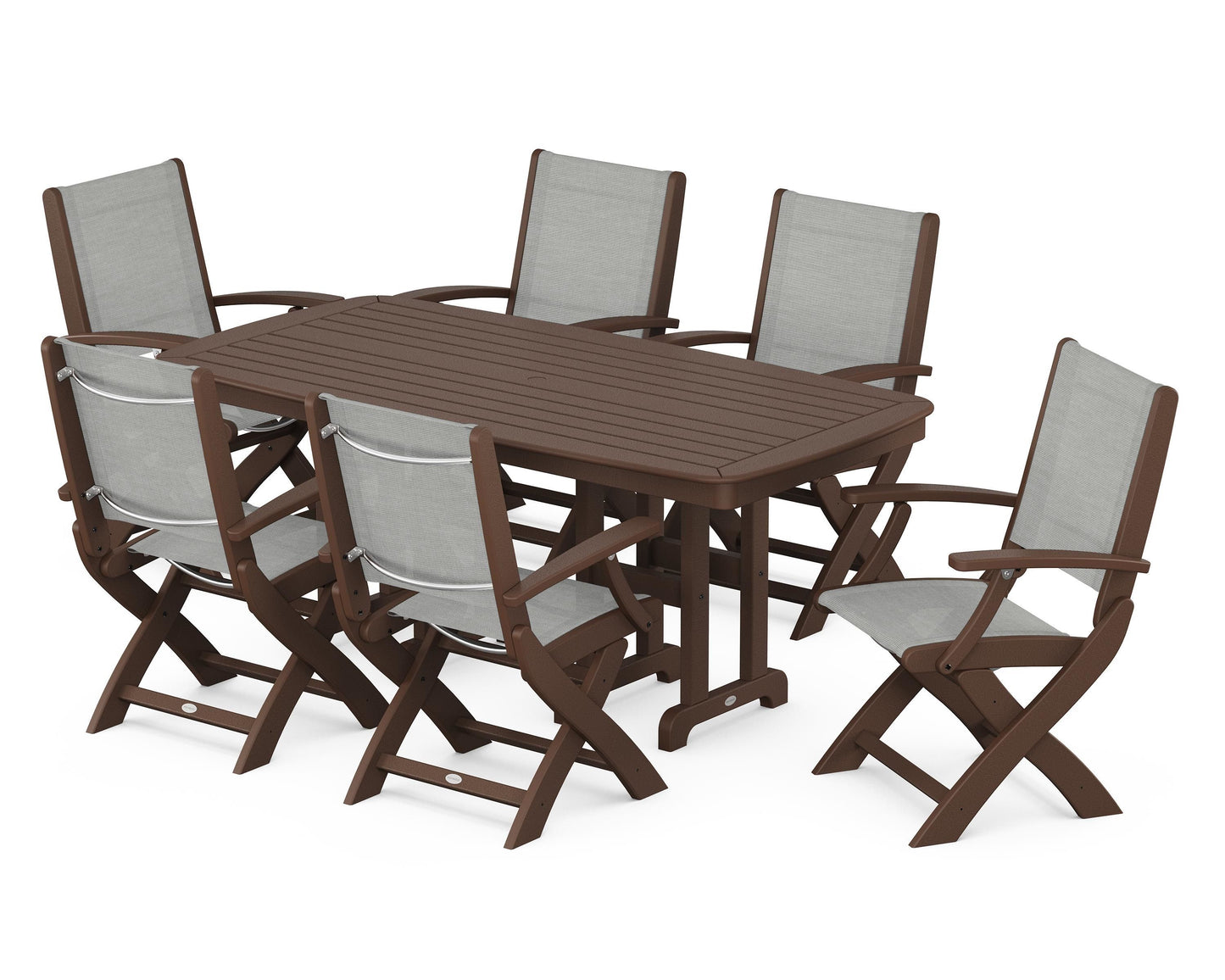 Coastal Folding Arm Chair 7-Piece Dining Set