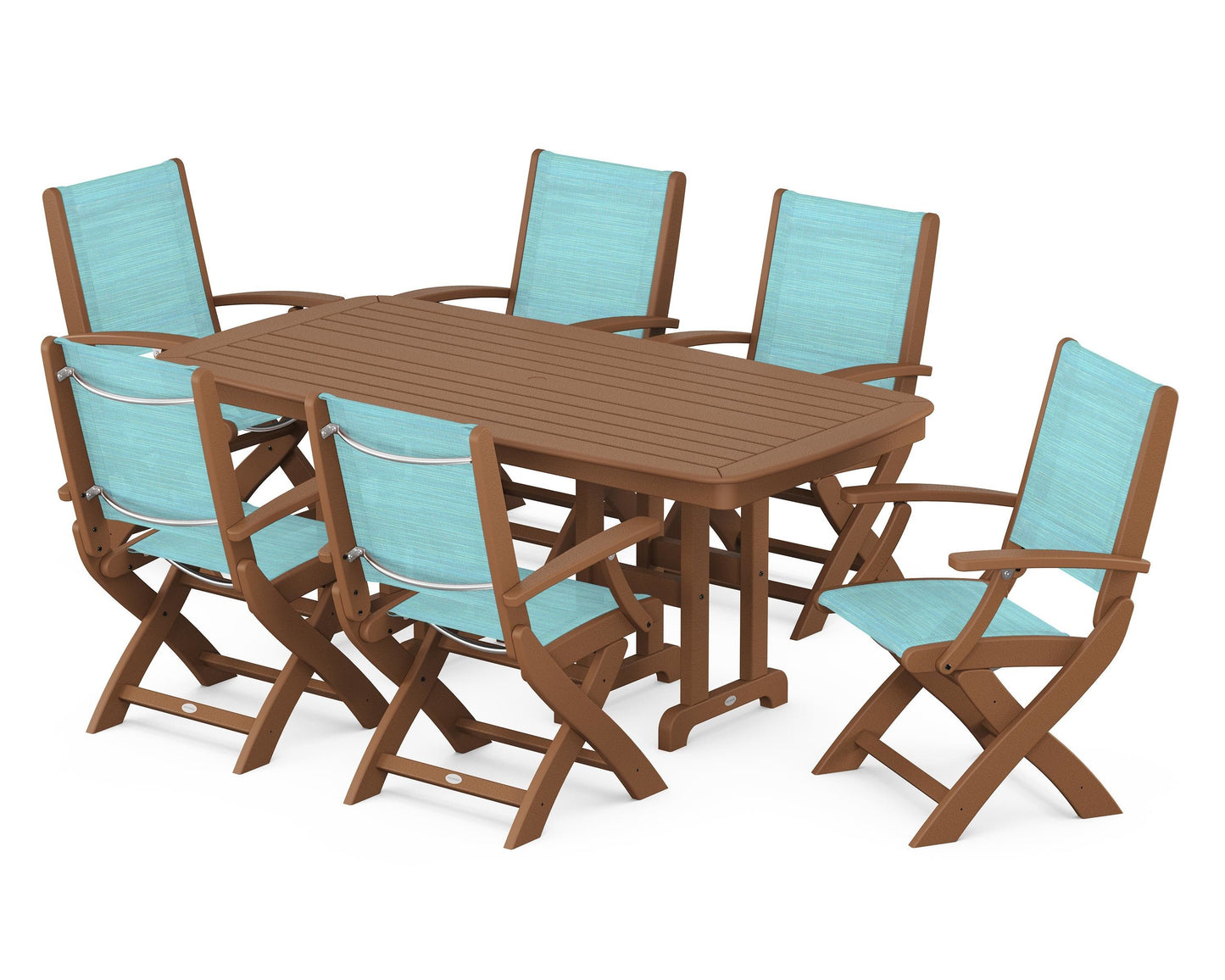 Coastal Folding Arm Chair 7-Piece Dining Set