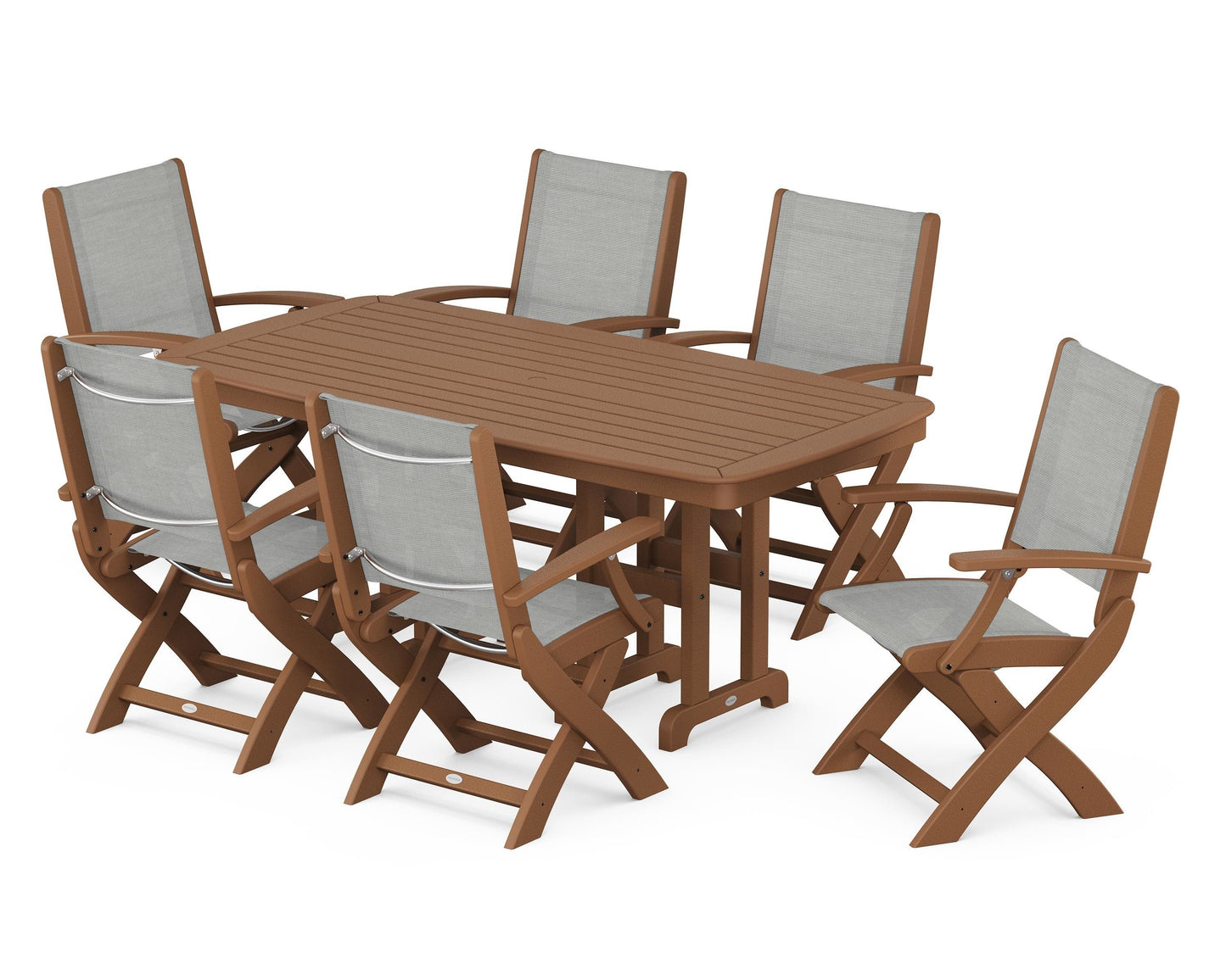 Coastal Folding Arm Chair 7-Piece Dining Set