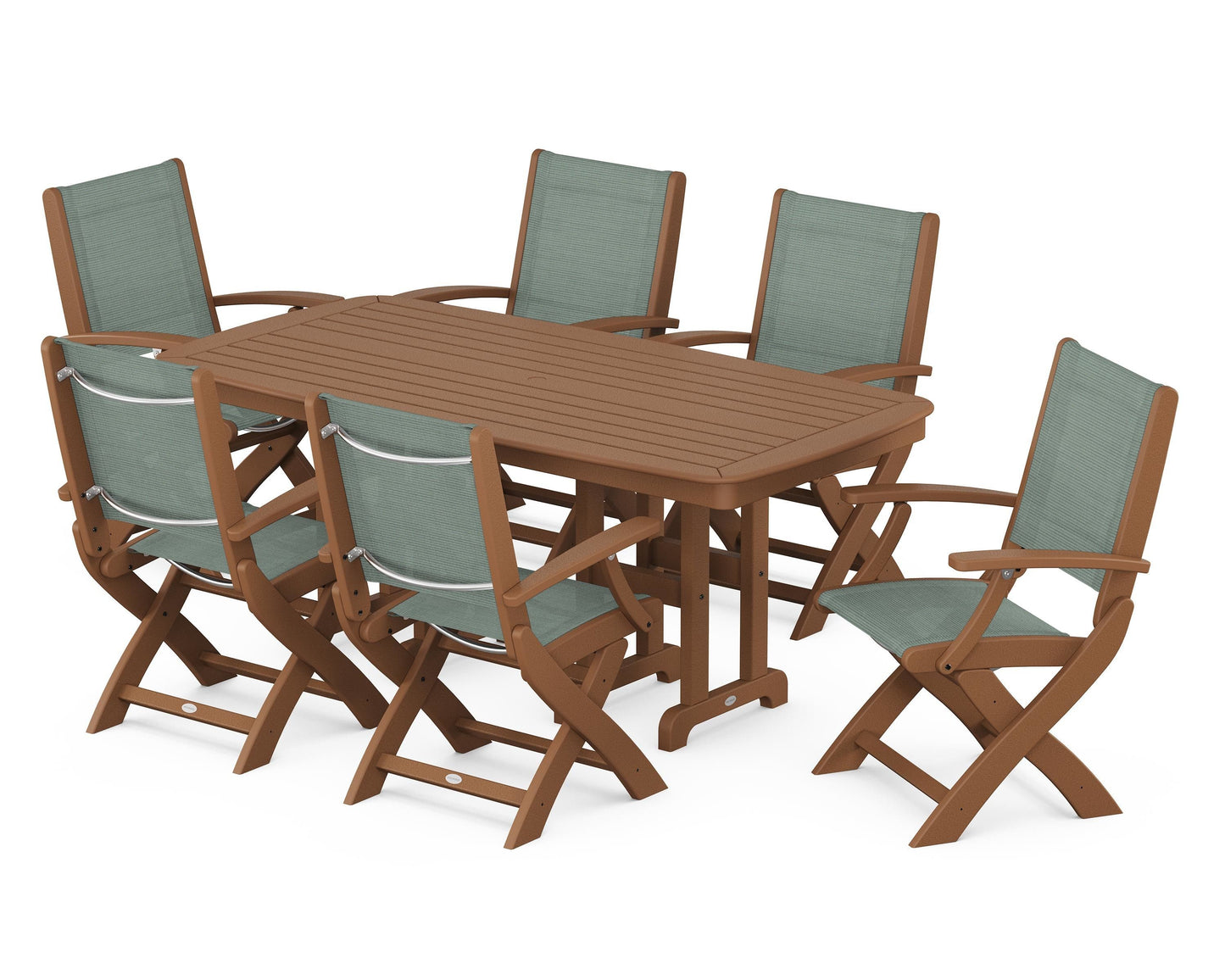 Coastal Folding Arm Chair 7-Piece Dining Set