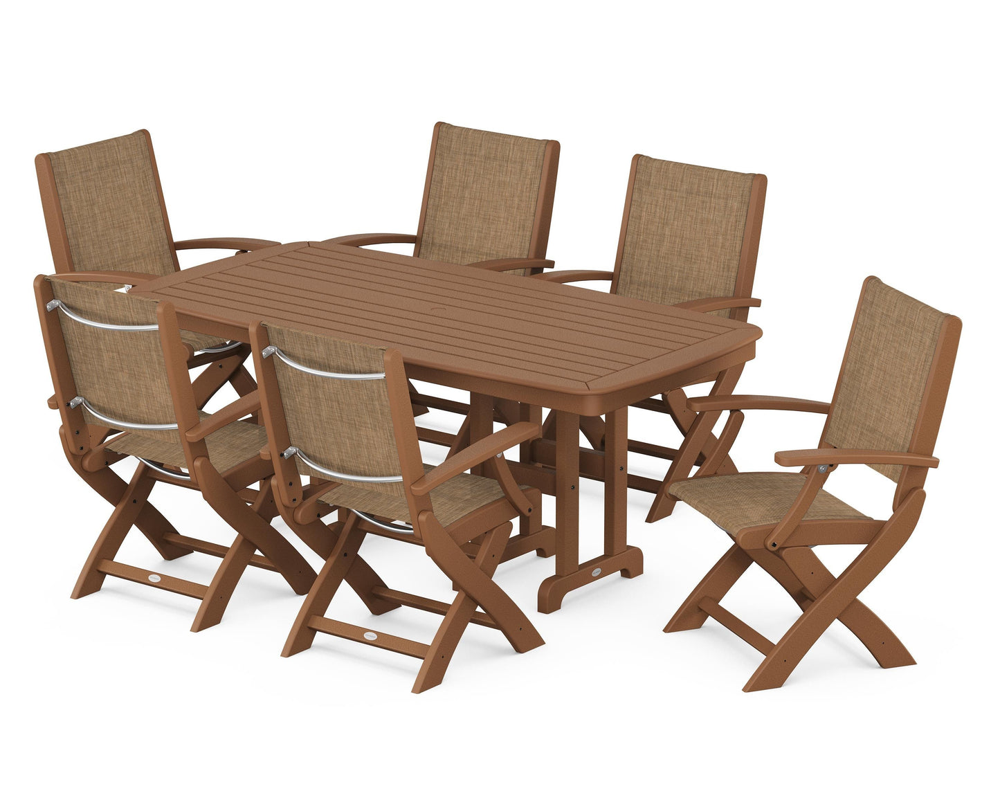 Coastal Folding Arm Chair 7-Piece Dining Set