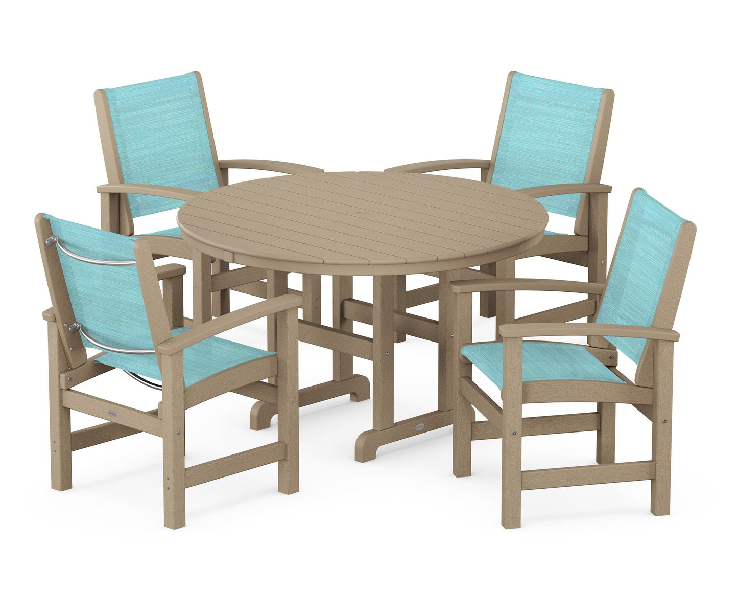 Coastal 5-Piece Round Farmhouse Dining Set