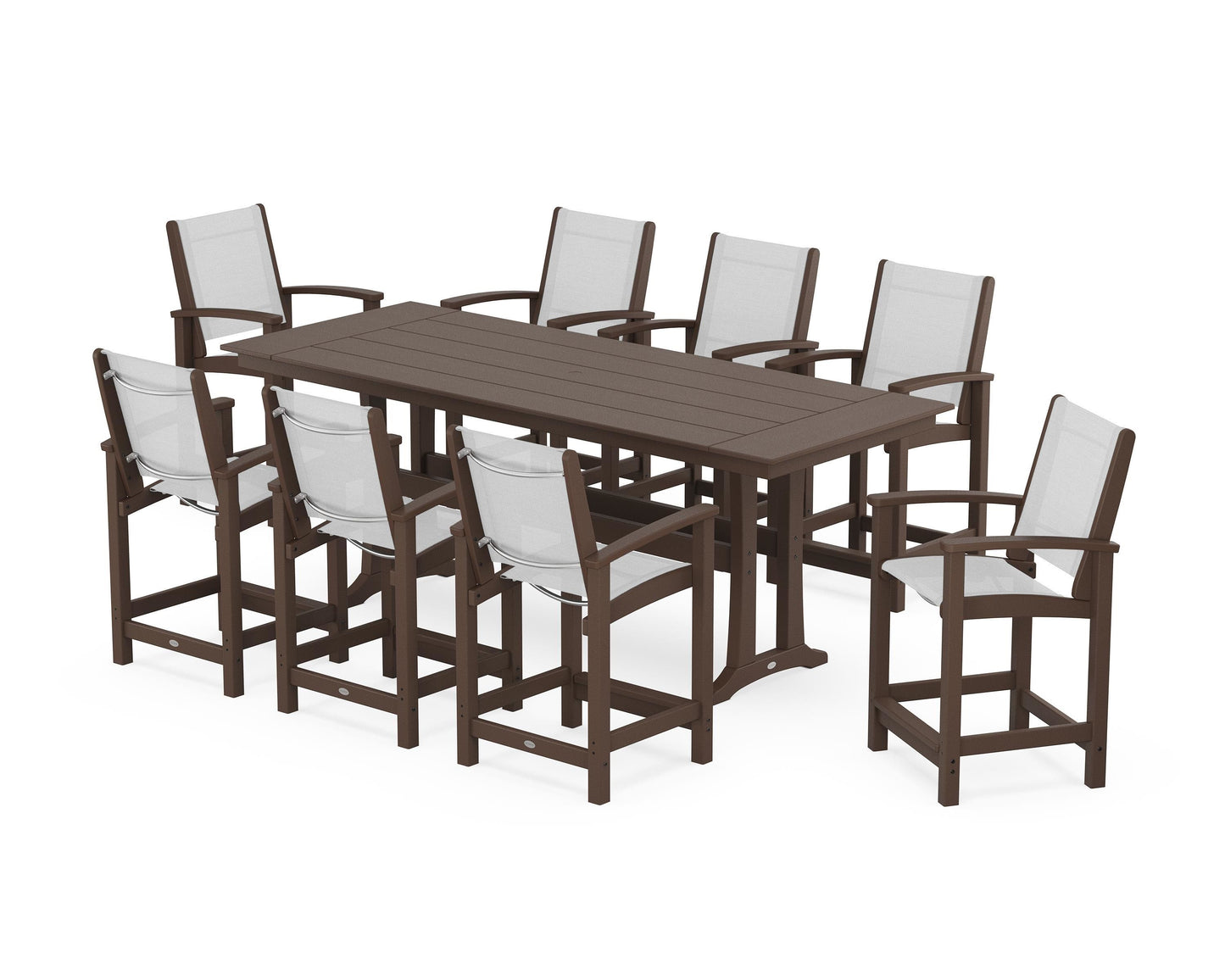 Coastal 9-Piece Farmhouse Counter Set with Trestle Legs