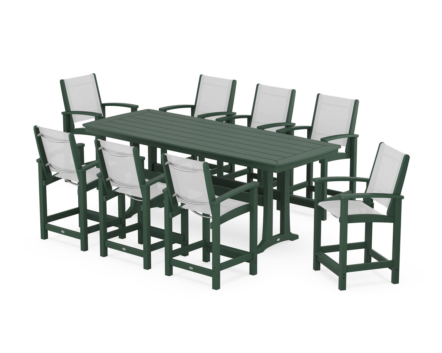 Coastal 9-Piece Counter Set with Trestle Legs