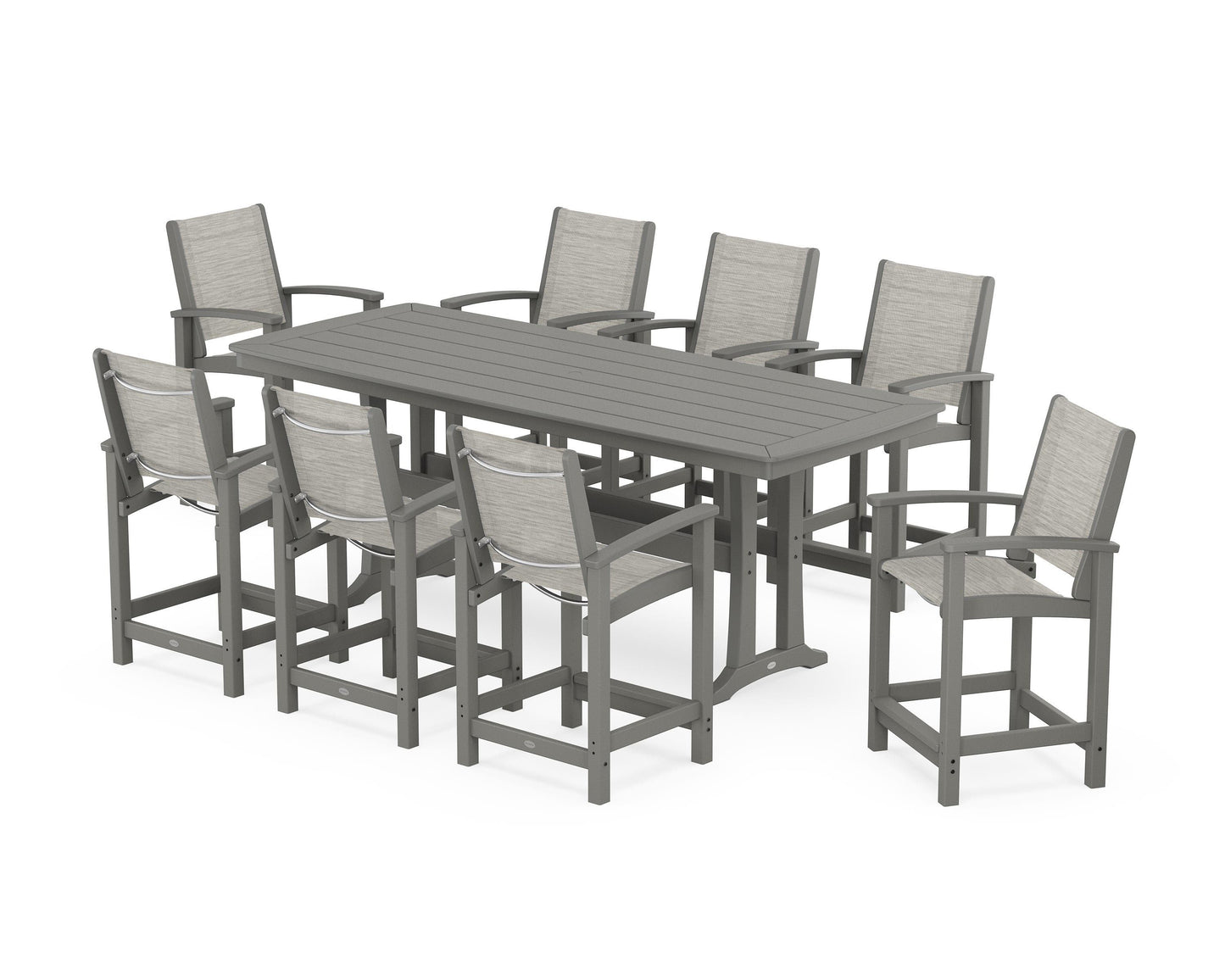 Coastal 9-Piece Counter Set with Trestle Legs