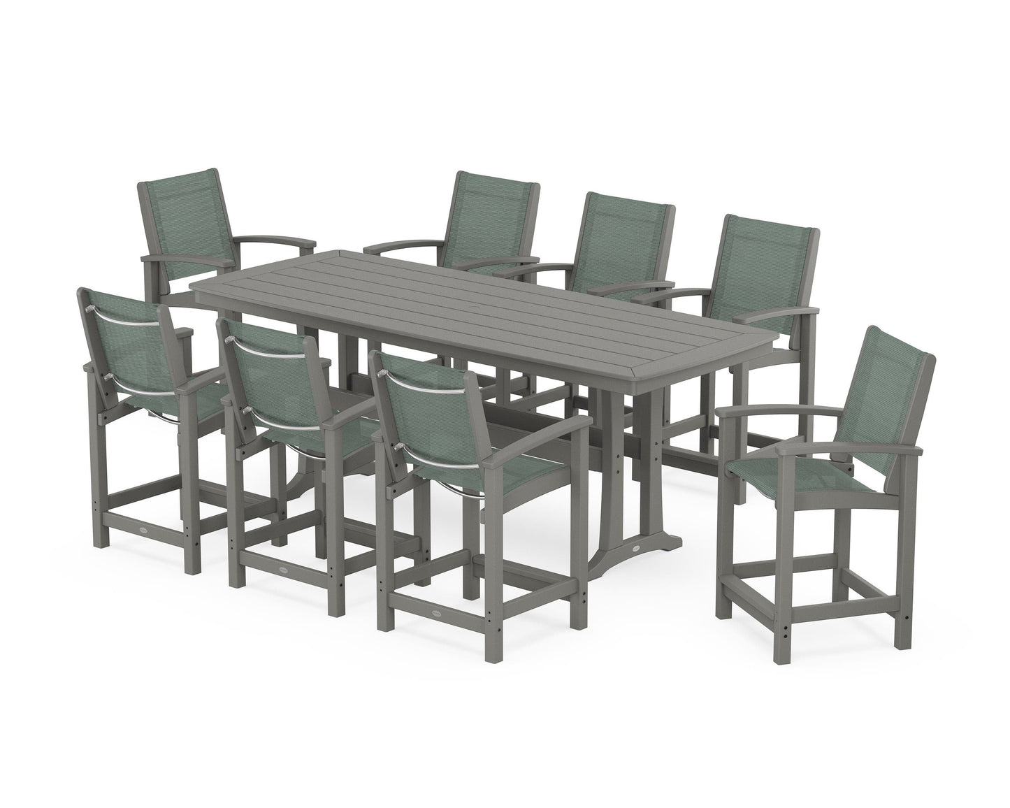 Coastal 9-Piece Counter Set with Trestle Legs