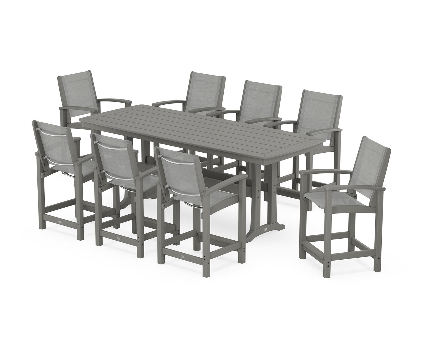 Coastal 9-Piece Counter Set with Trestle Legs