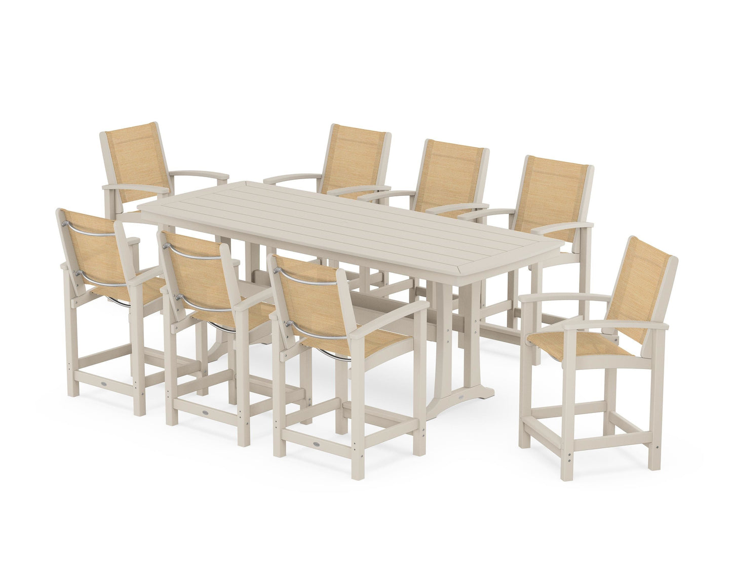 Coastal 9-Piece Counter Set with Trestle Legs