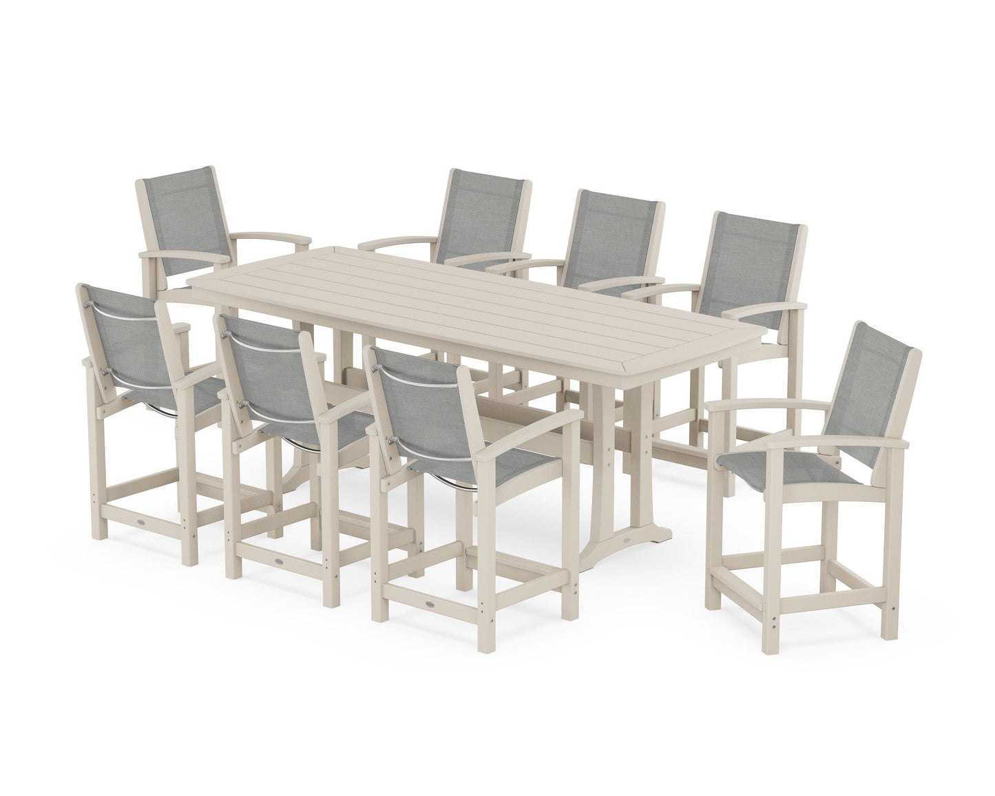 Coastal 9-Piece Counter Set with Trestle Legs