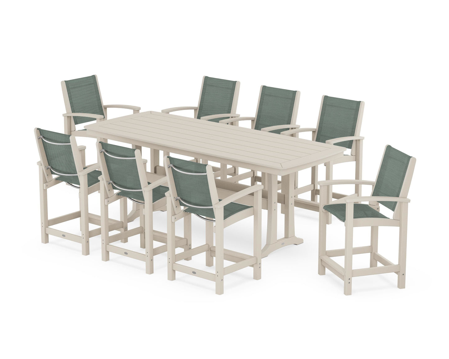 Coastal 9-Piece Counter Set with Trestle Legs