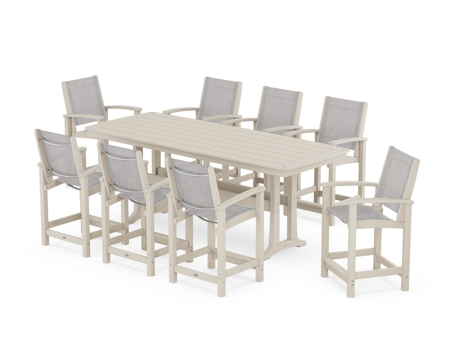 Coastal 9-Piece Counter Set with Trestle Legs