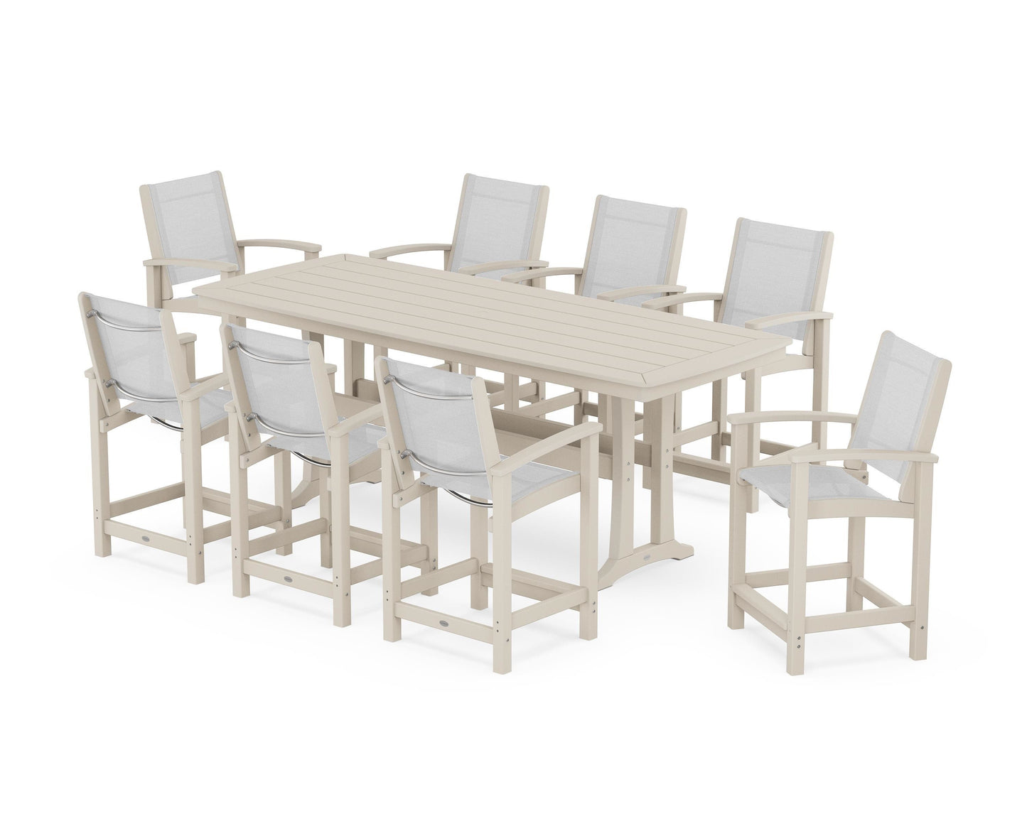 Coastal 9-Piece Counter Set with Trestle Legs