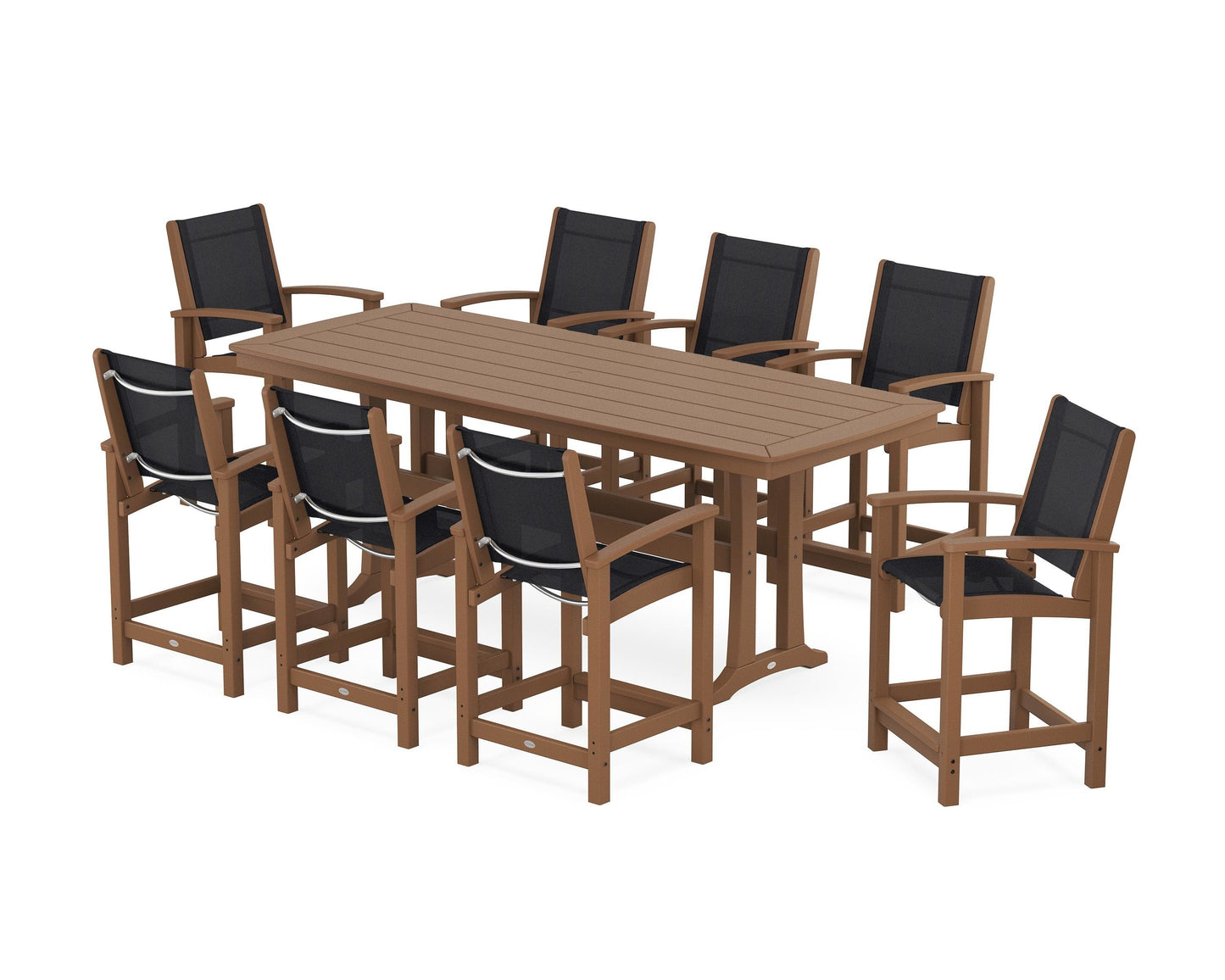 Coastal 9-Piece Counter Set with Trestle Legs