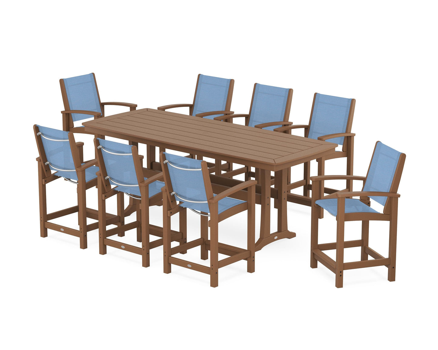 Coastal 9-Piece Counter Set with Trestle Legs