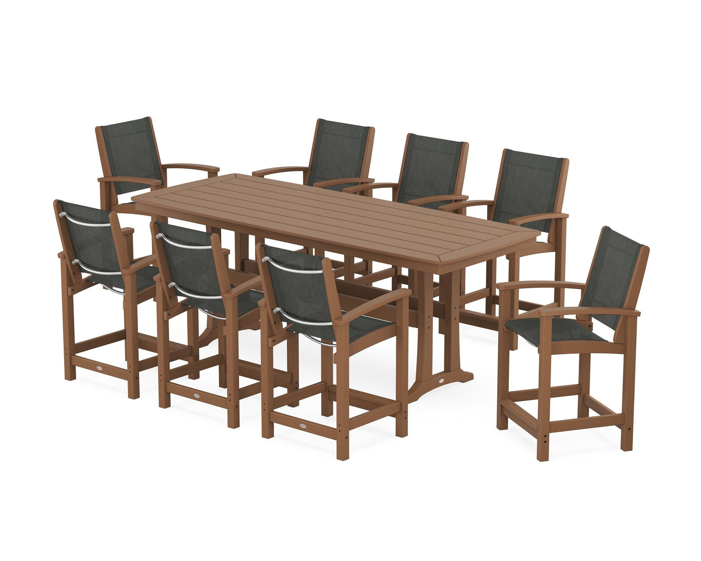 Coastal 9-Piece Counter Set with Trestle Legs