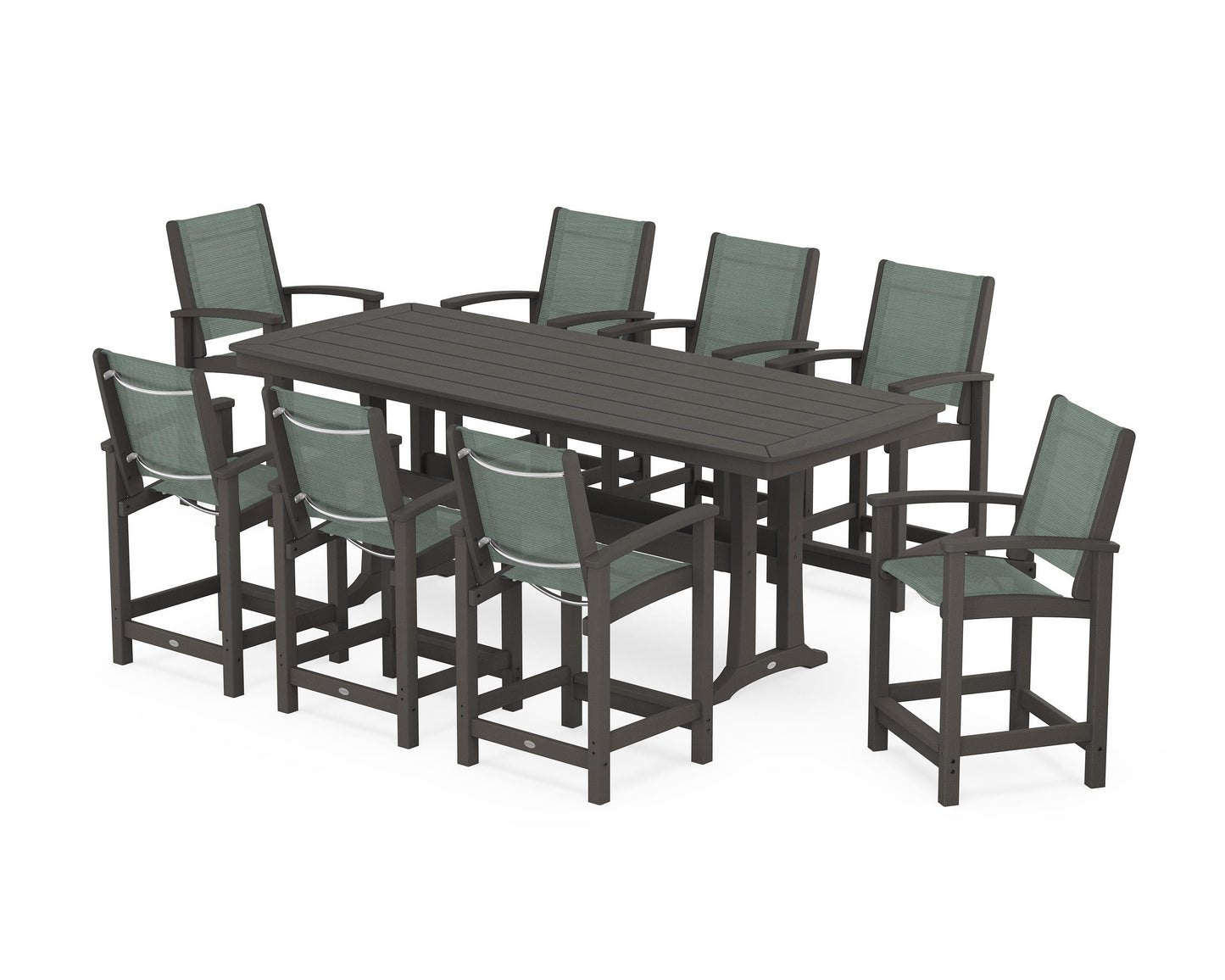 Coastal 9-Piece Counter Set with Trestle Legs