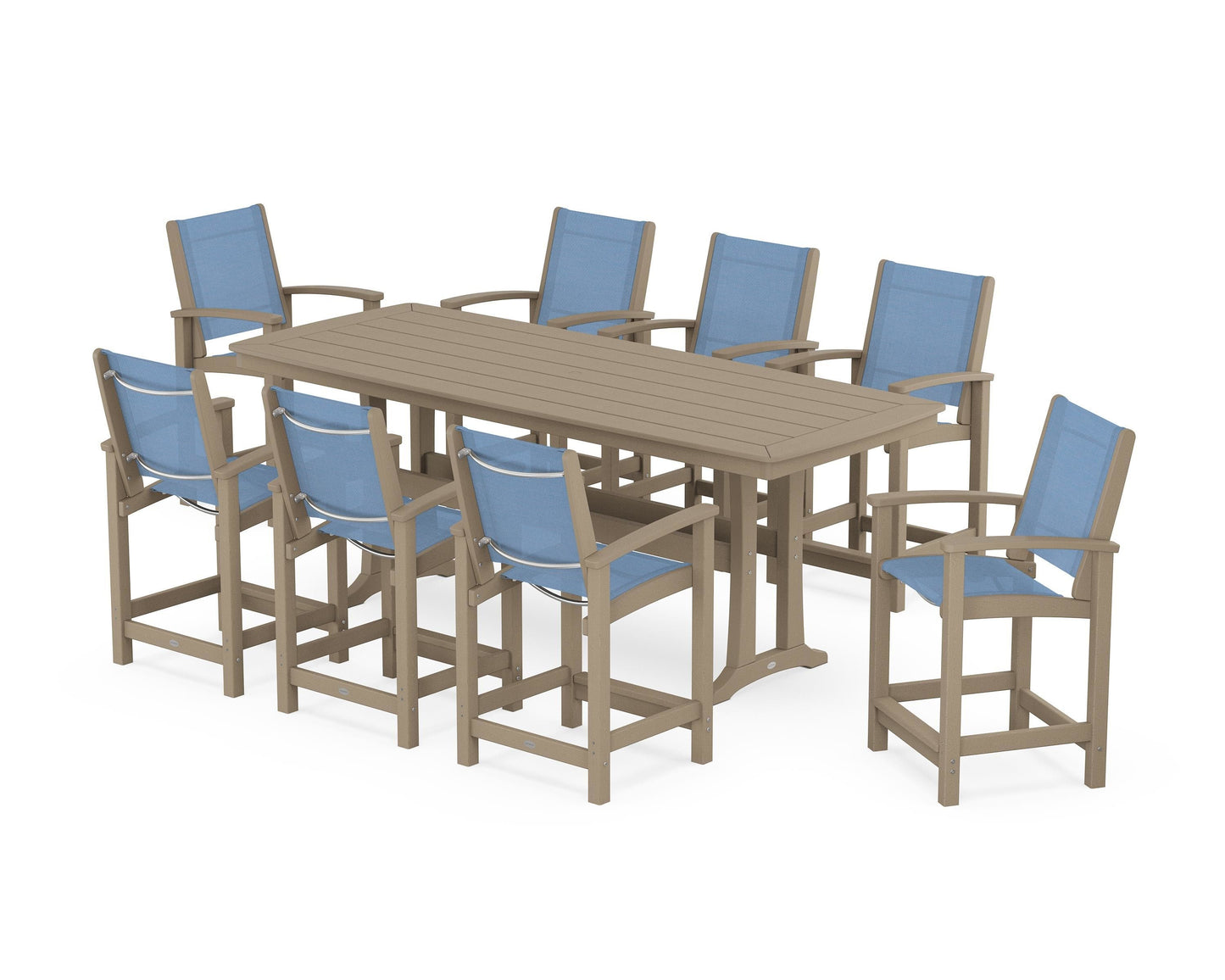 Coastal 9-Piece Counter Set with Trestle Legs