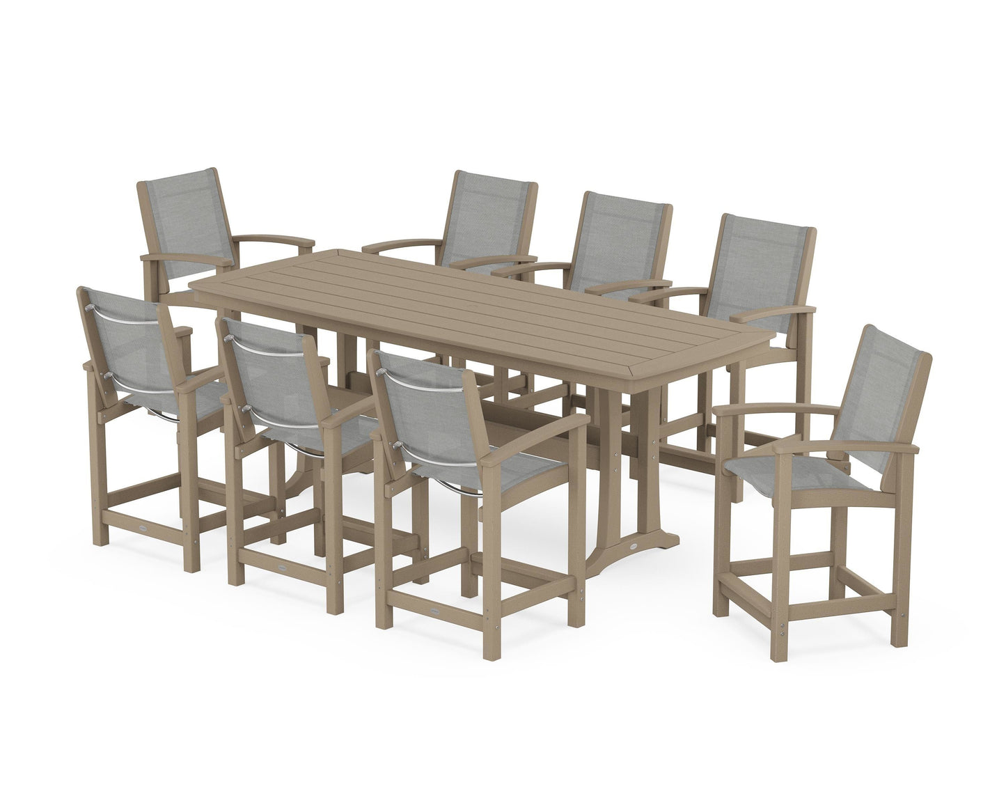 Coastal 9-Piece Counter Set with Trestle Legs