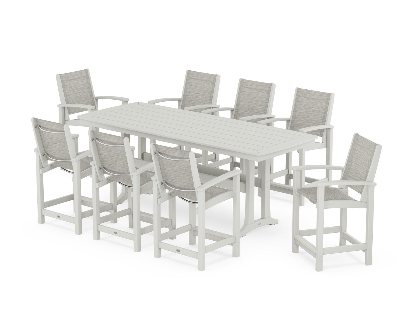 Coastal 9-Piece Counter Set with Trestle Legs