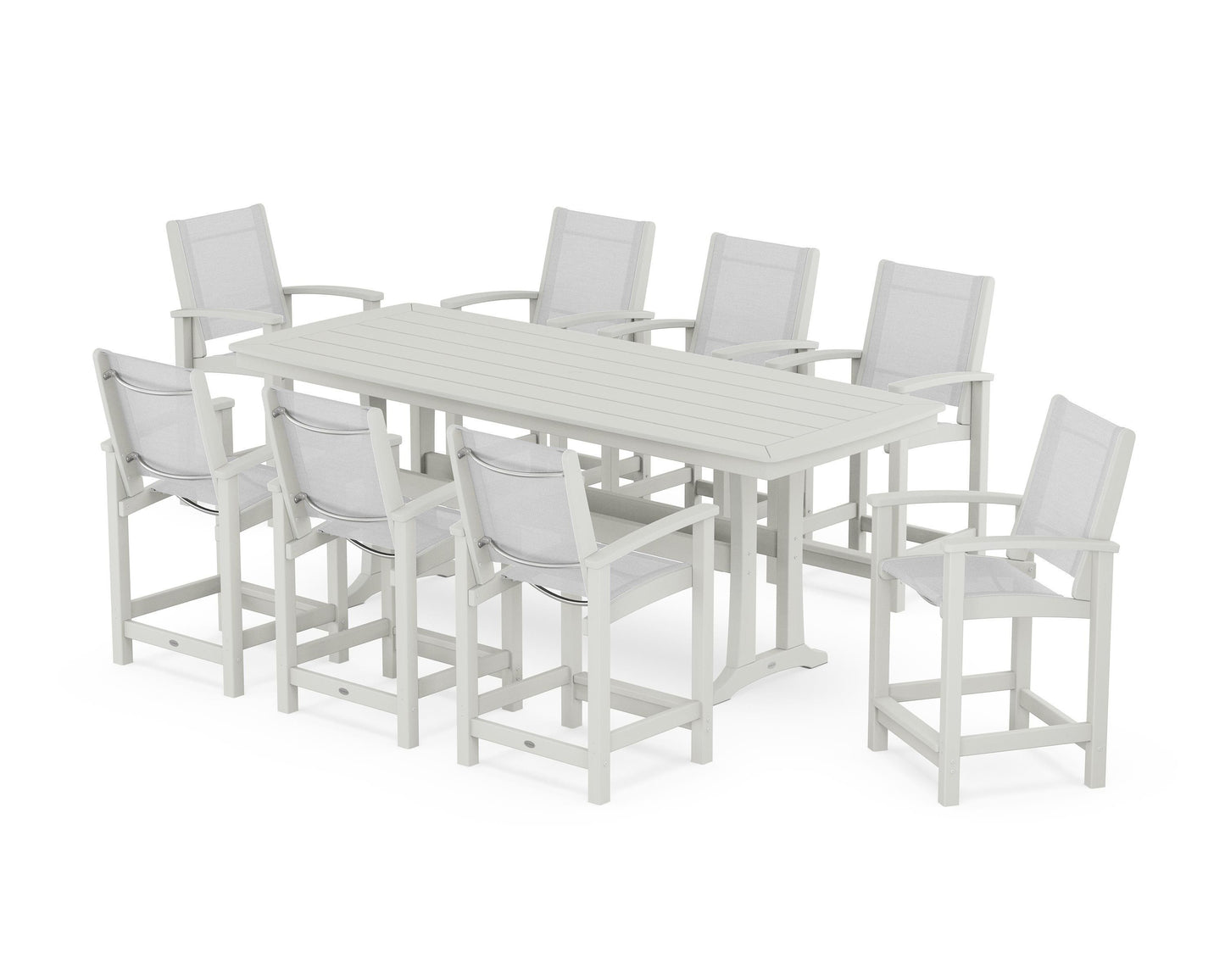 Coastal 9-Piece Counter Set with Trestle Legs