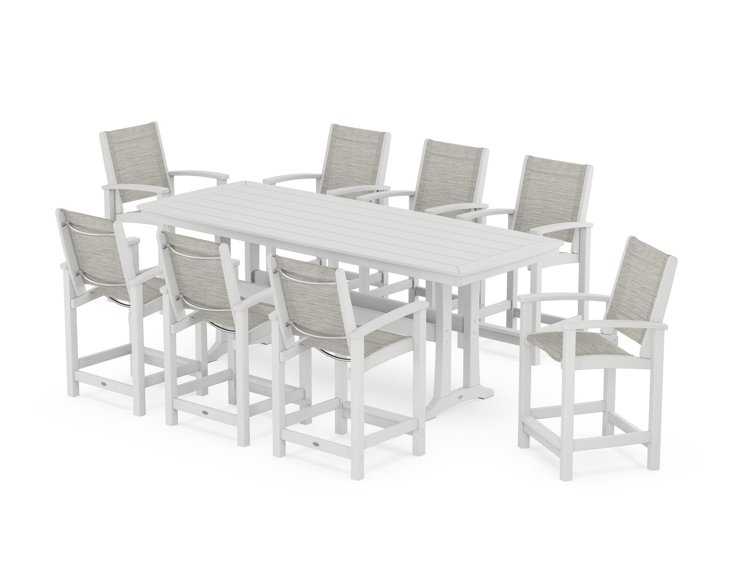 Coastal 9-Piece Counter Set with Trestle Legs