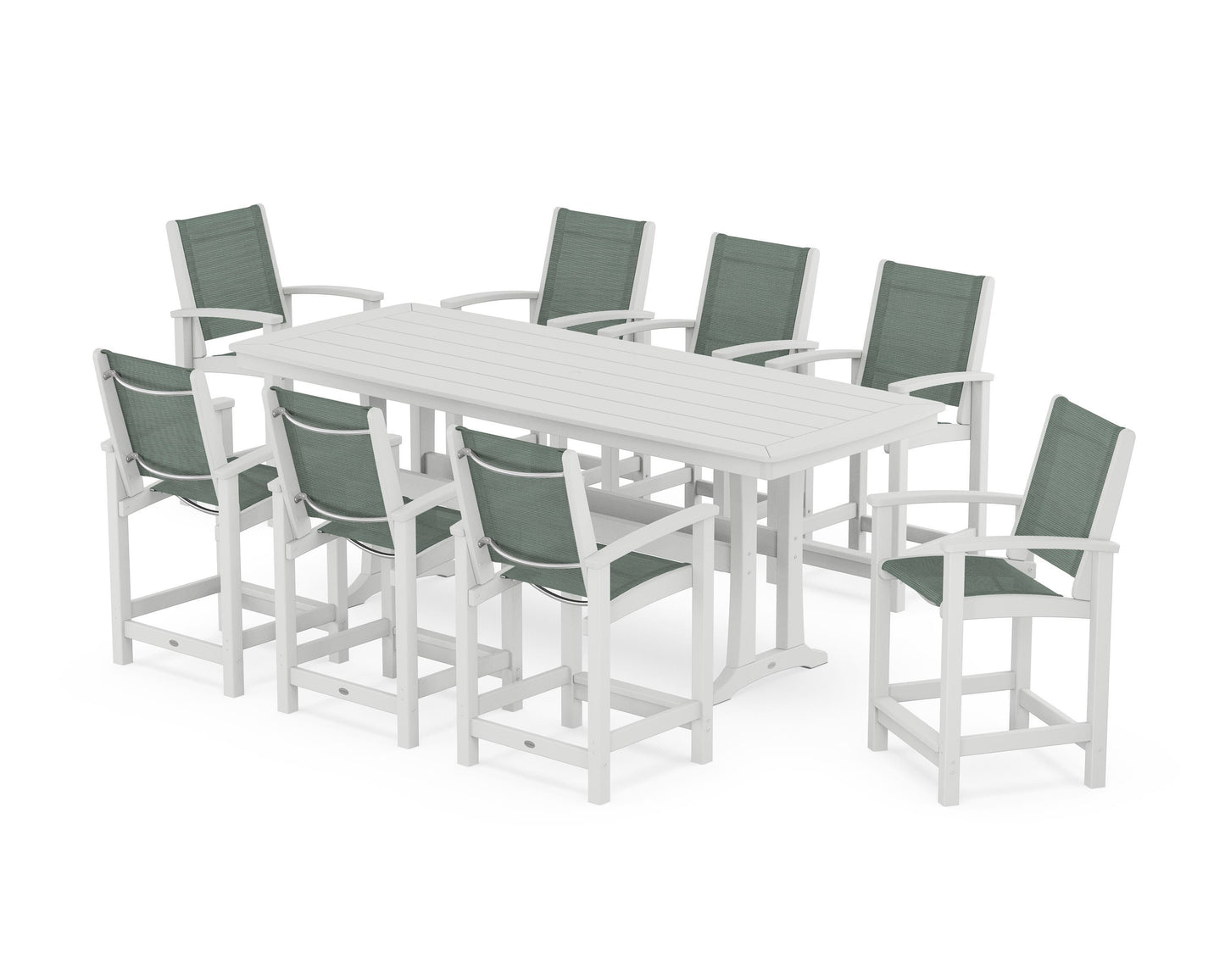 Coastal 9-Piece Counter Set with Trestle Legs