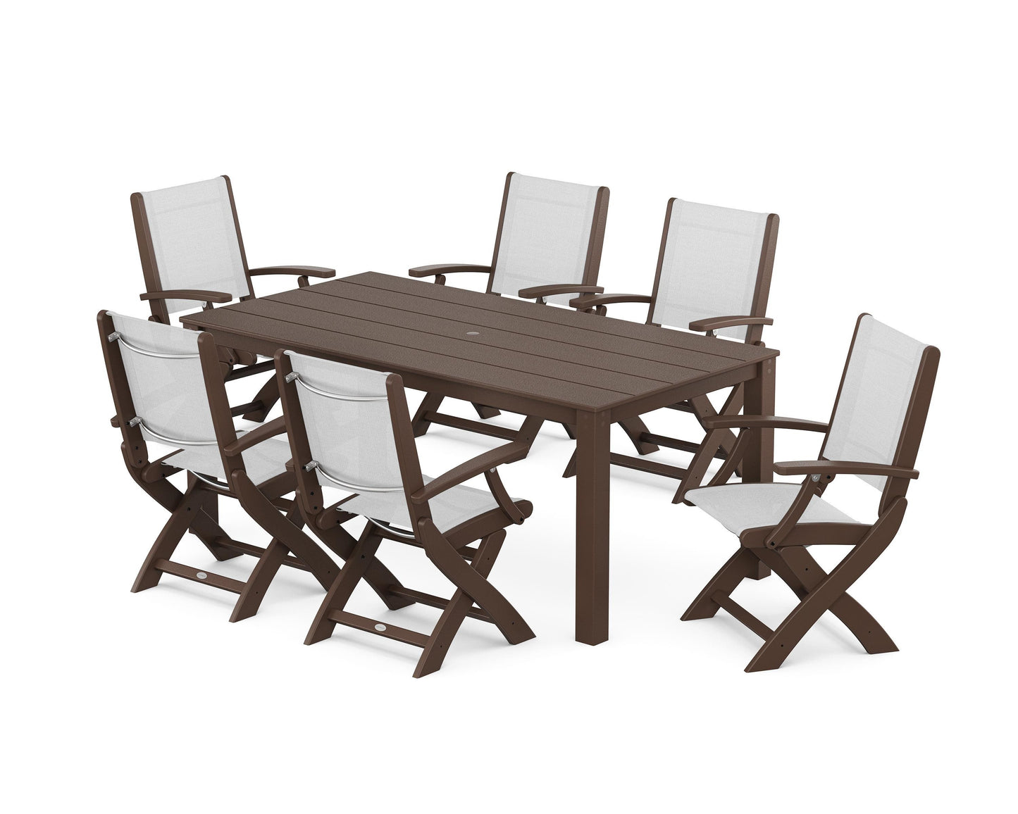 Coastal Folding Chair 7-Piece Parsons Dining Set