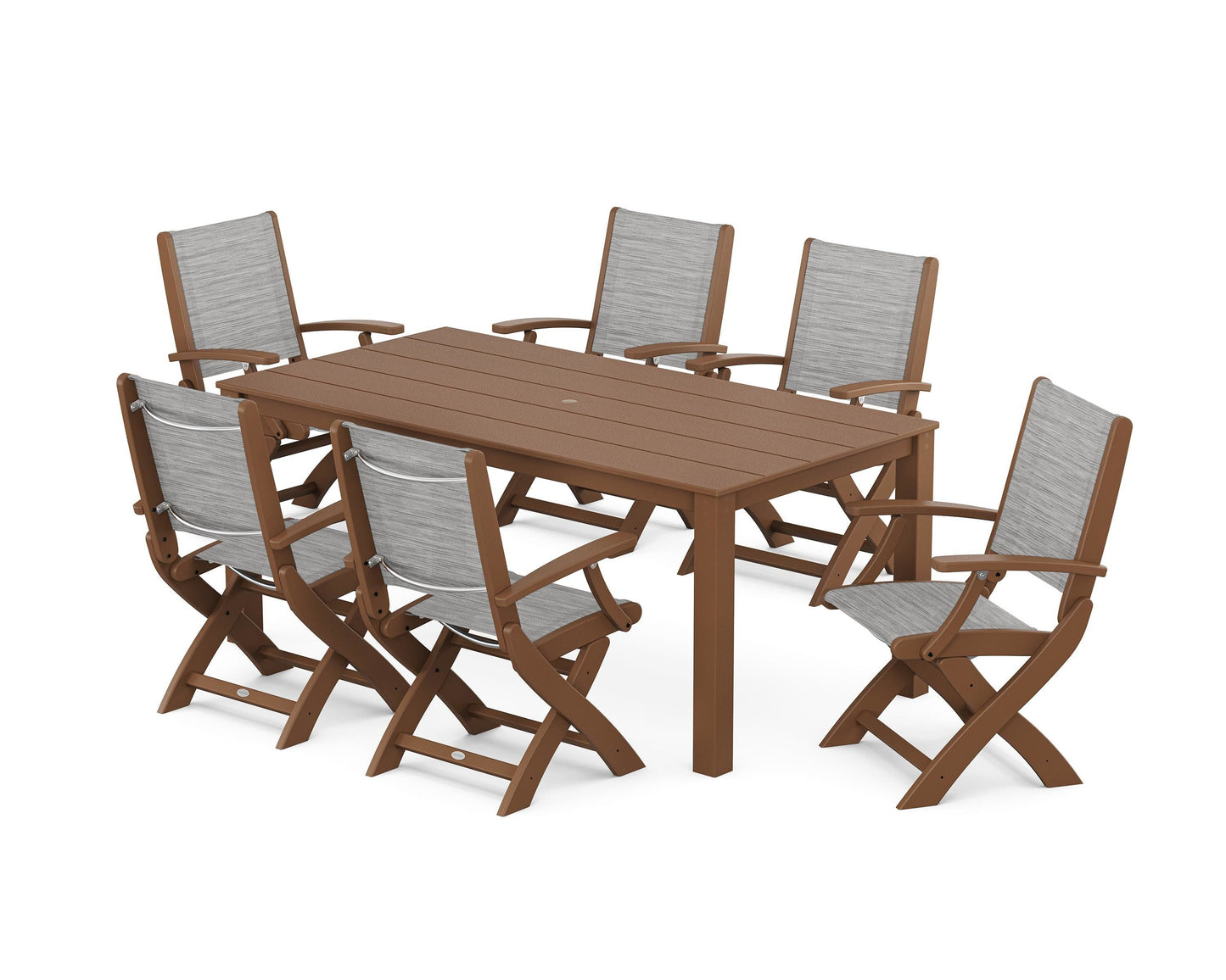 Coastal Folding Chair 7-Piece Parsons Dining Set