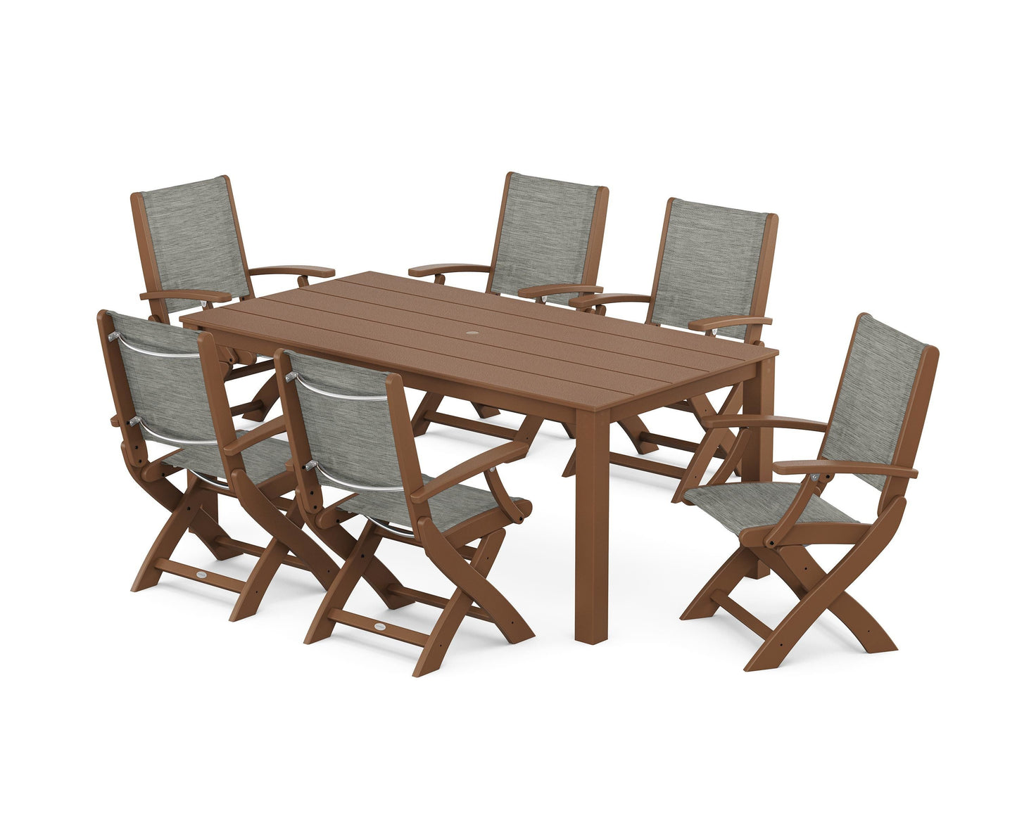 Coastal Folding Chair 7-Piece Parsons Dining Set