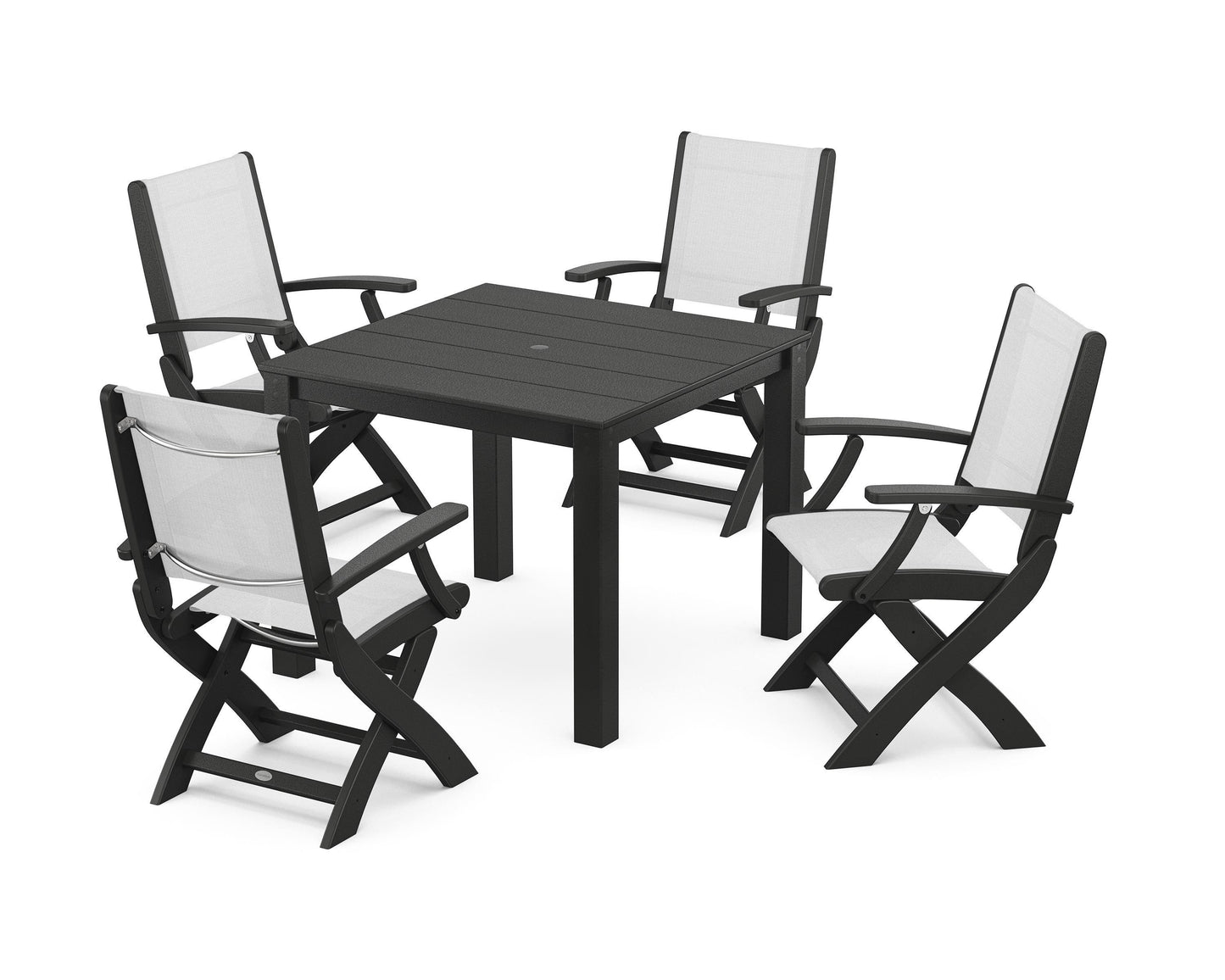 Coastal Folding Chair 5-Piece Parsons Dining Set