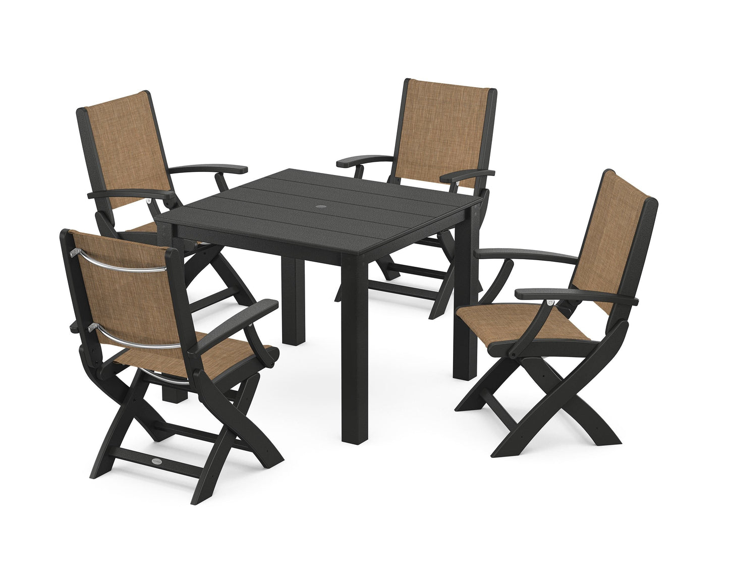 Coastal Folding Chair 5-Piece Parsons Dining Set