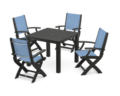 Coastal Folding Chair 5-Piece Parsons Dining Set