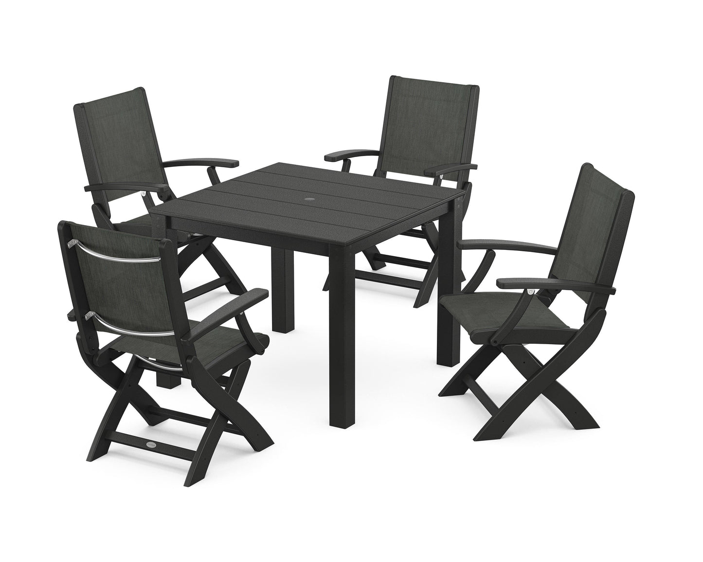 Coastal Folding Chair 5-Piece Parsons Dining Set