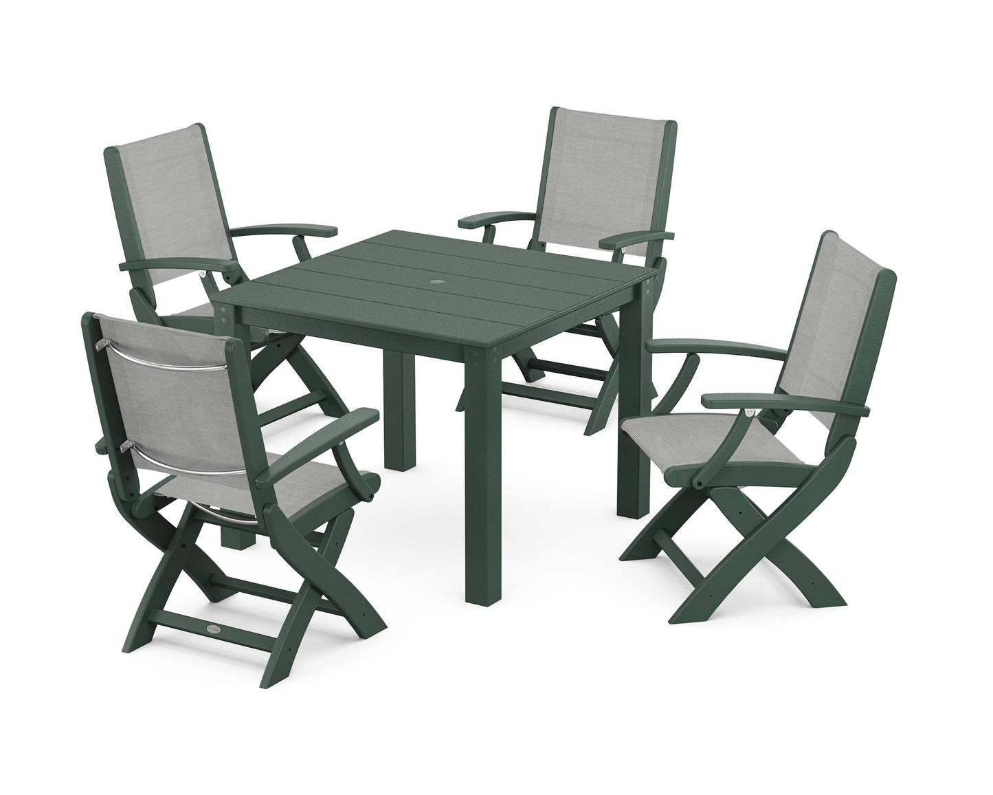 Coastal Folding Chair 5-Piece Parsons Dining Set