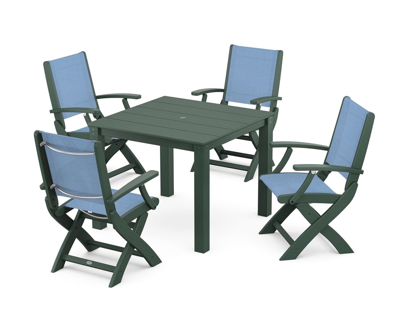 Coastal Folding Chair 5-Piece Parsons Dining Set