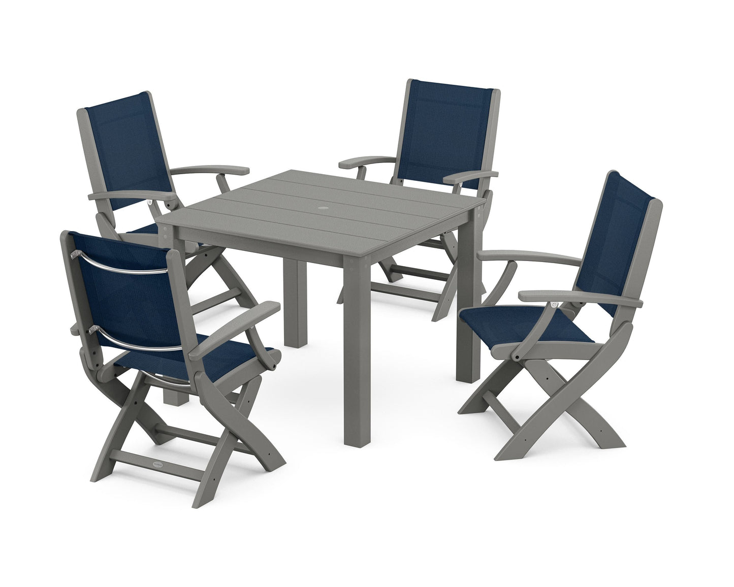 Coastal Folding Chair 5-Piece Parsons Dining Set