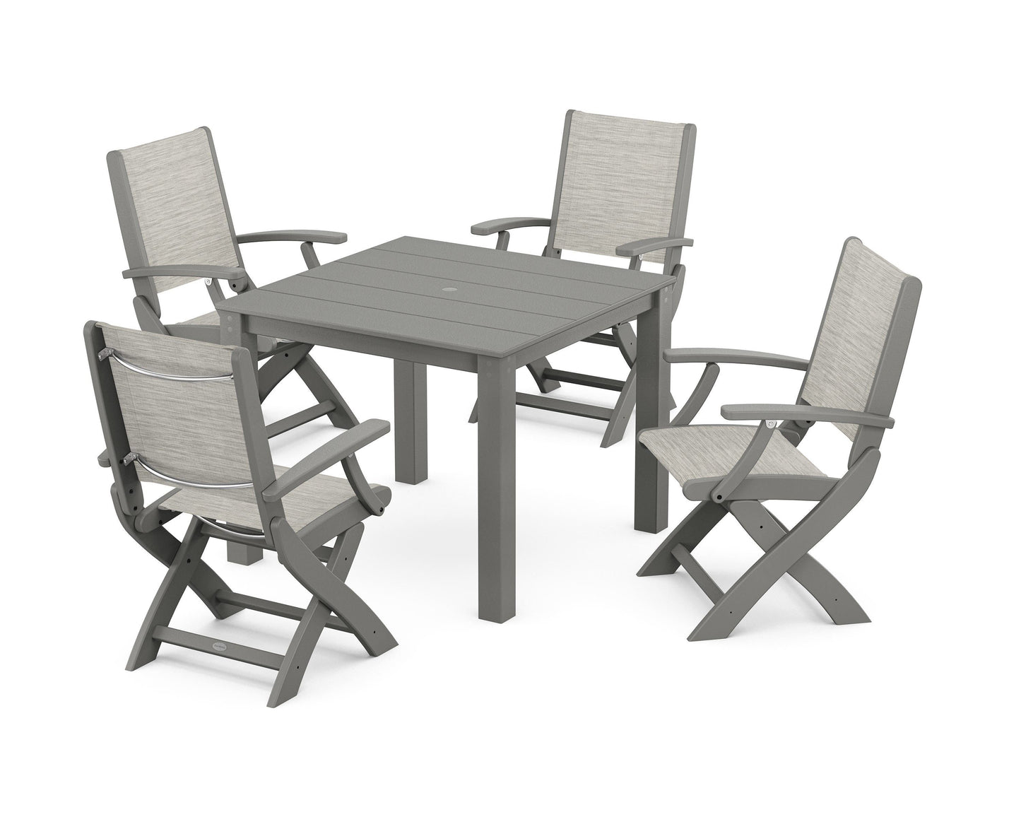 Coastal Folding Chair 5-Piece Parsons Dining Set