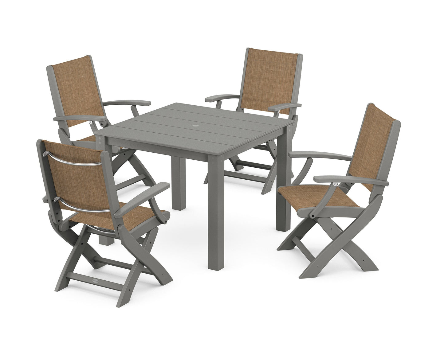 Coastal Folding Chair 5-Piece Parsons Dining Set