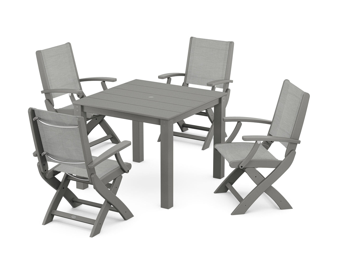 Coastal Folding Chair 5-Piece Parsons Dining Set