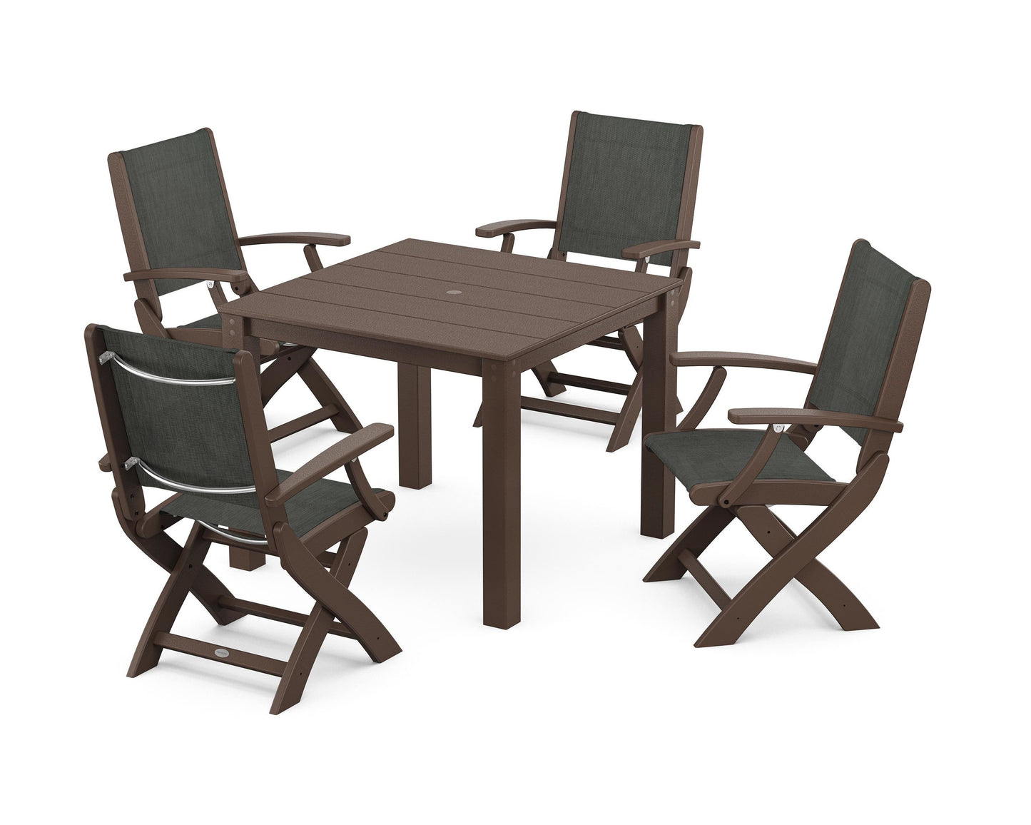 Coastal Folding Chair 5-Piece Parsons Dining Set