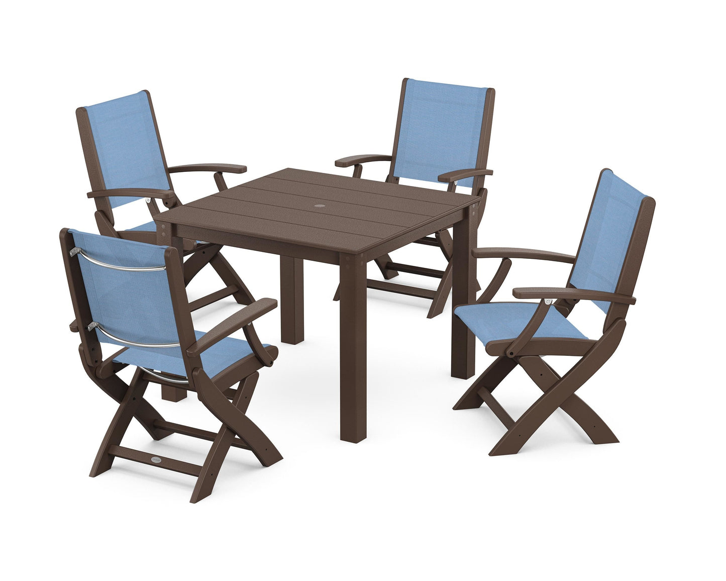 Coastal Folding Chair 5-Piece Parsons Dining Set