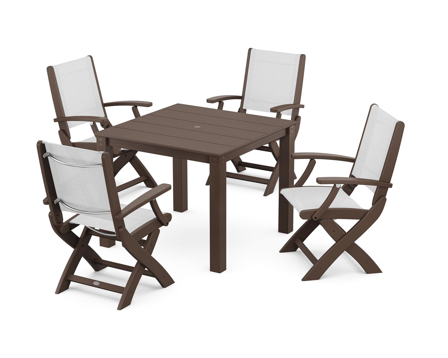 Coastal Folding Chair 5-Piece Parsons Dining Set