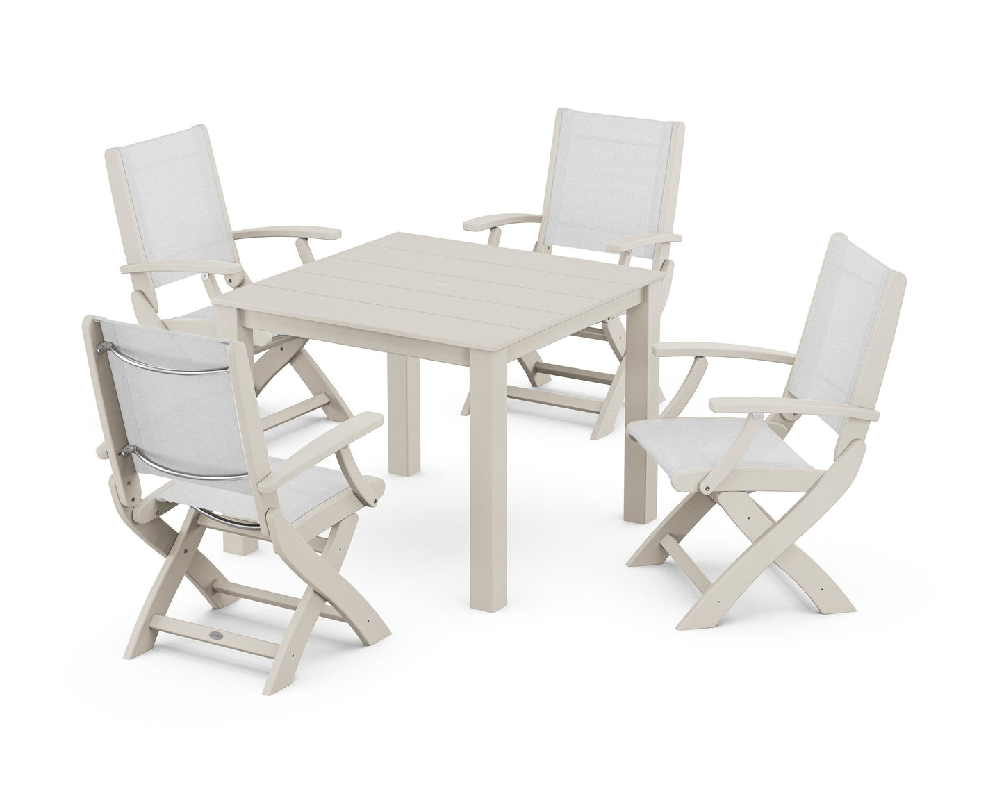 Coastal Folding Chair 5-Piece Parsons Dining Set