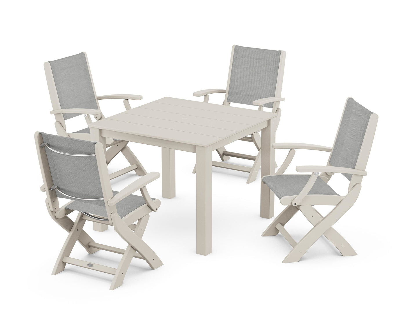 Coastal Folding Chair 5-Piece Parsons Dining Set