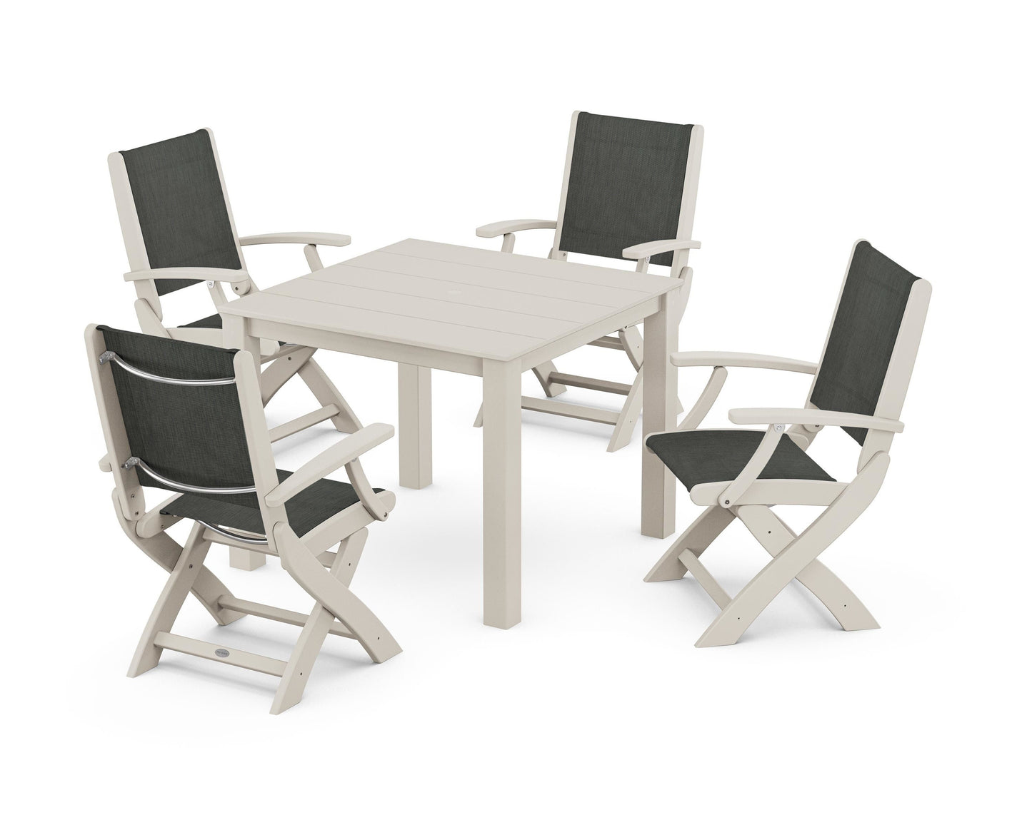 Coastal Folding Chair 5-Piece Parsons Dining Set