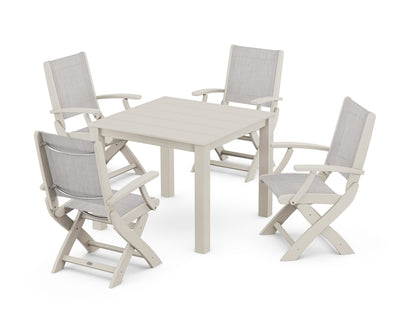 Coastal Folding Chair 5-Piece Parsons Dining Set