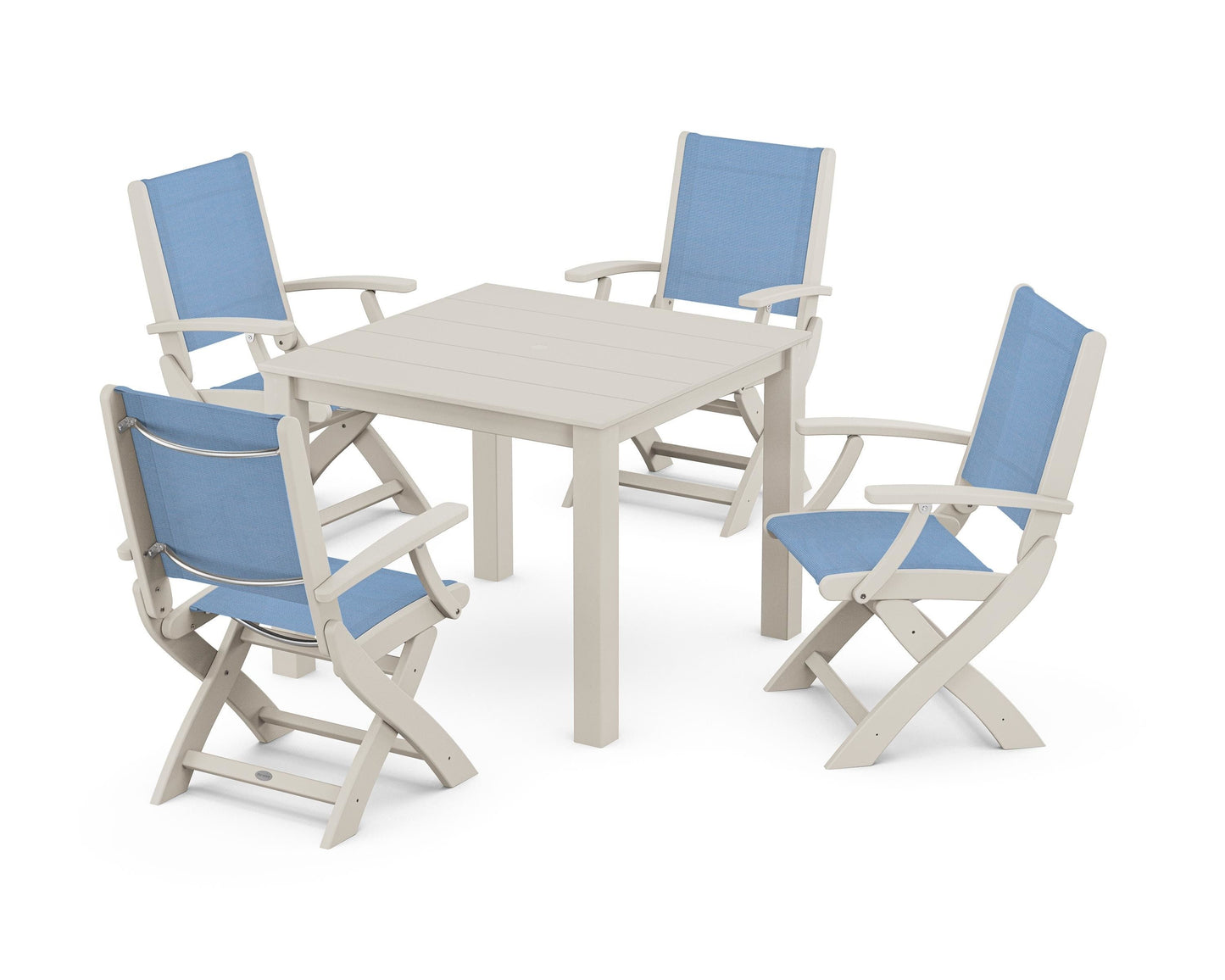 Coastal Folding Chair 5-Piece Parsons Dining Set