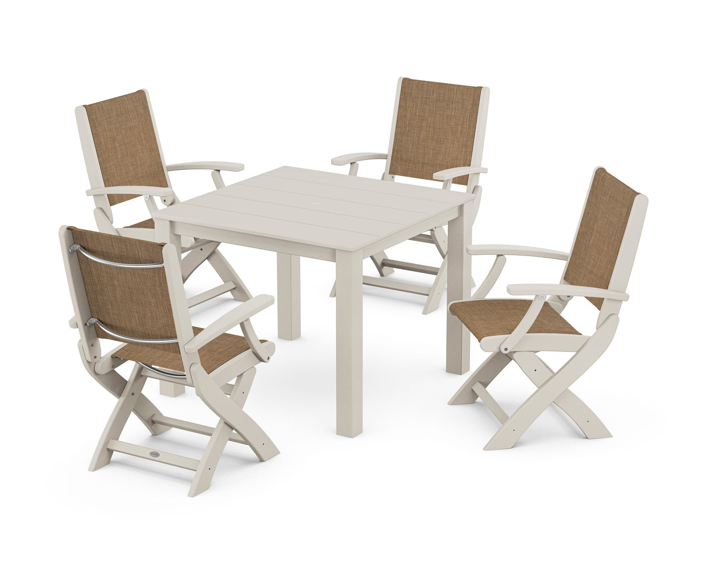 Coastal Folding Chair 5-Piece Parsons Dining Set