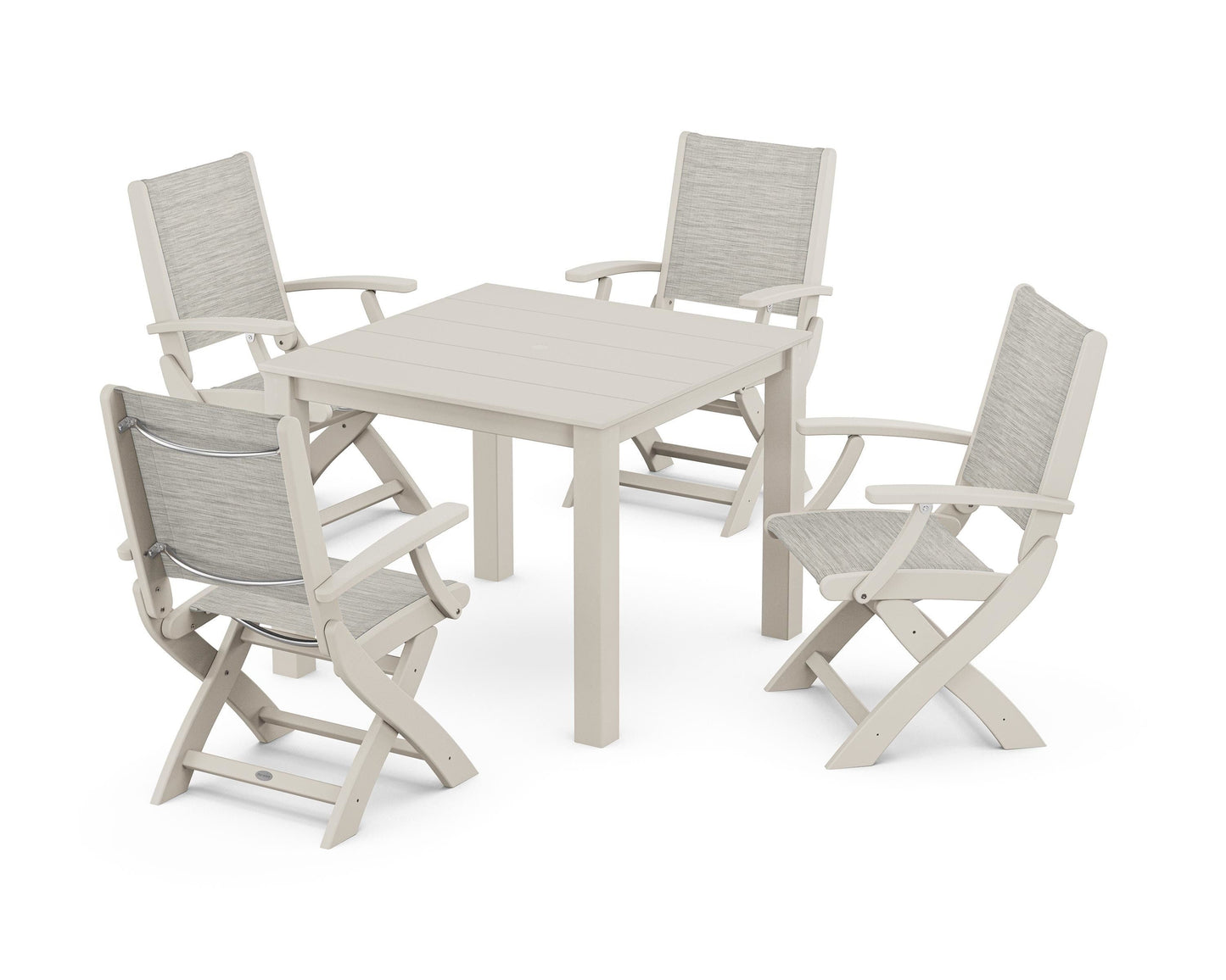 Coastal Folding Chair 5-Piece Parsons Dining Set