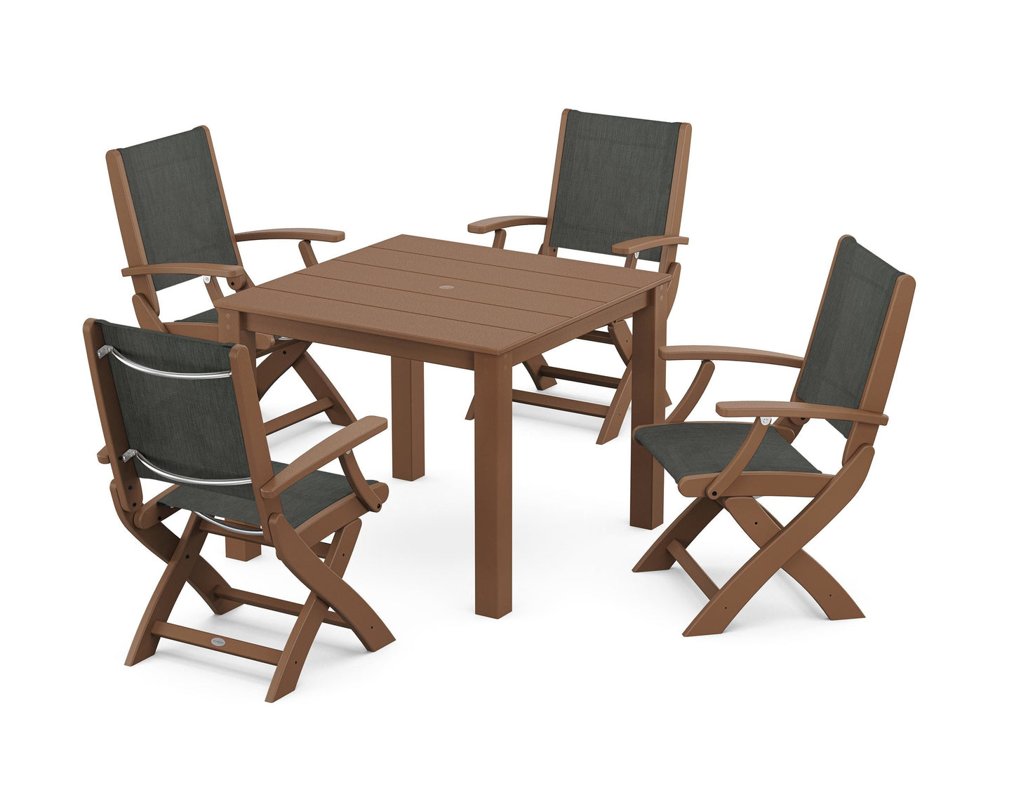 Coastal Folding Chair 5-Piece Parsons Dining Set